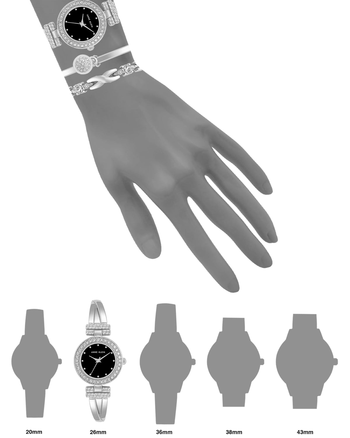 Anne Klein Women's Premium Crystal Accented Bangle Watch and Bracelet Set
